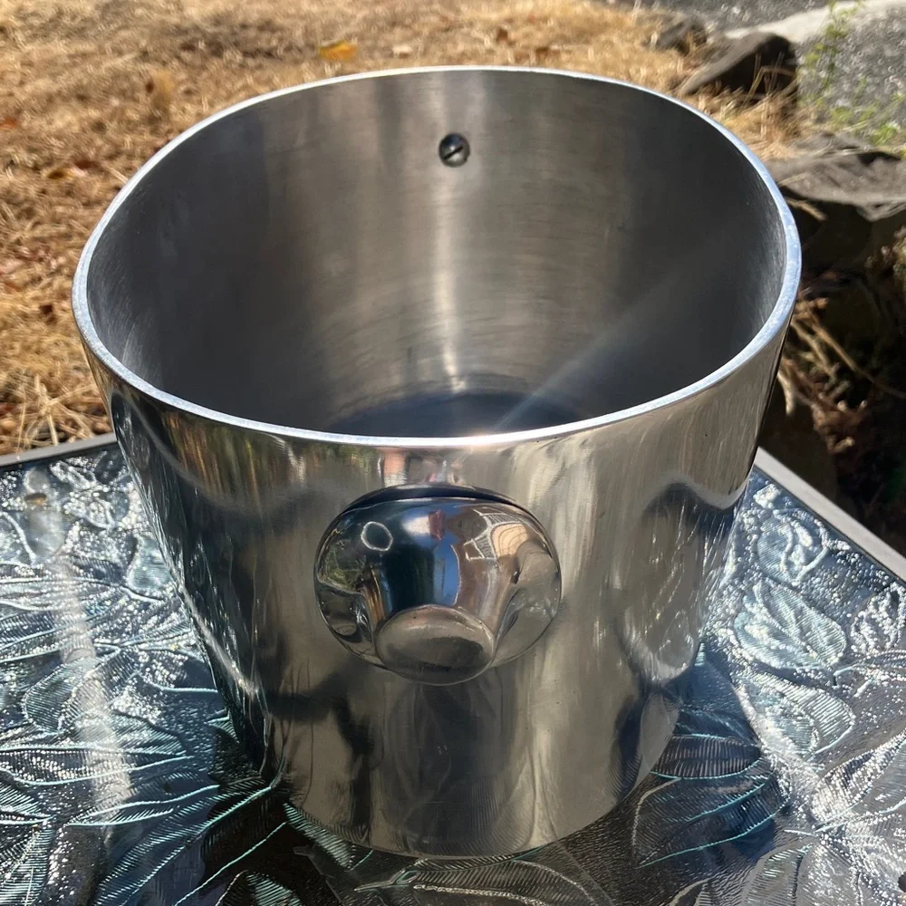 Pewter Beverage Champagne Wine Cooler Tub w. Knobs 14x8x6